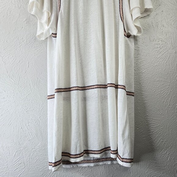 Garnet Hill Shift Sz Dress XL White Organic Linen Southwestern Boho Relaxed Fit - Picture 5 of 12
